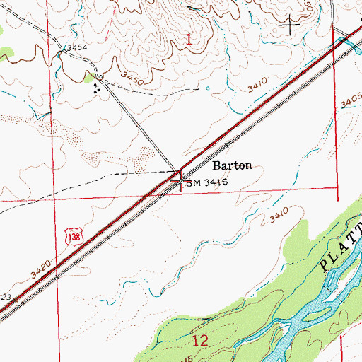 Topographic Map of Barton, NE