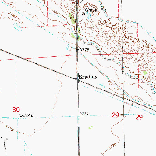 Topographic Map of Bradley, NE