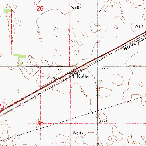 Topographic Map of Koller, NE