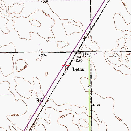 Topographic Map of Letan, NE