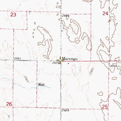 Topographic Map of Marengo, NE