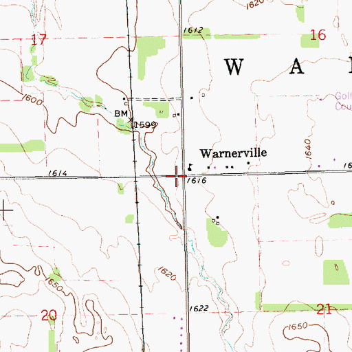 Topographic Map of Warnerville, NE