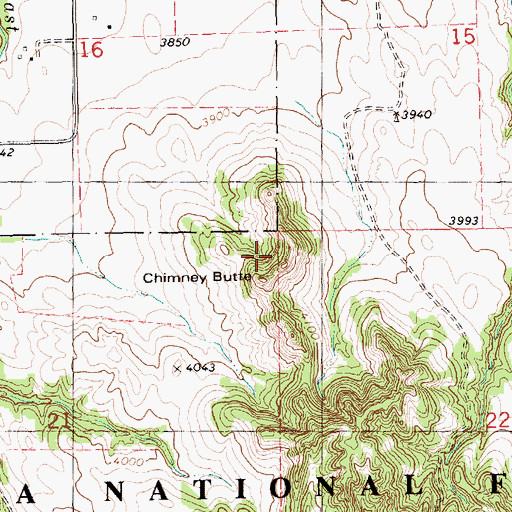 Topographic Map of Chimney Butte, NE