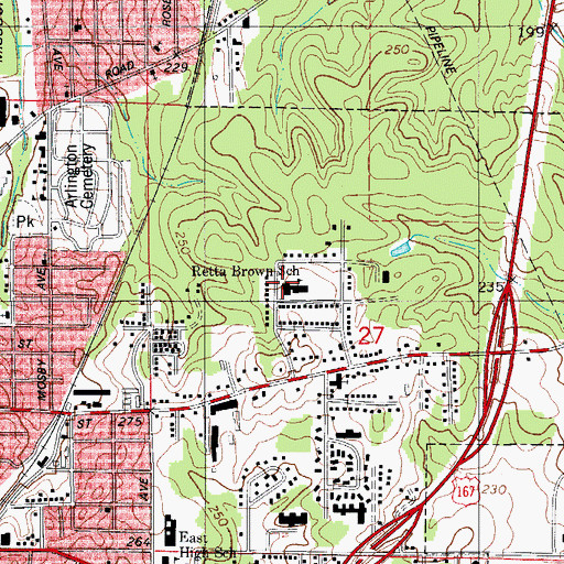 Topographic Map of Retta Brown Elementary School, AR
