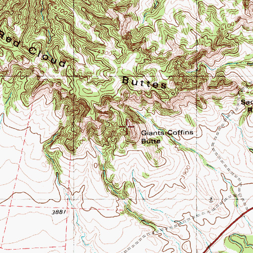 Topographic Map of Giants Coffins Butte, NE
