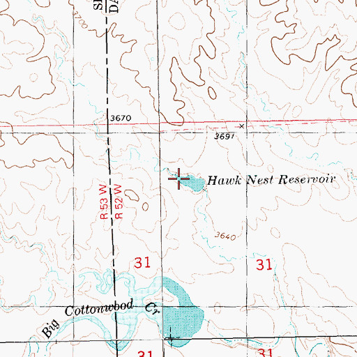 Topographic Map of Hawk Nest Reservoir, NE