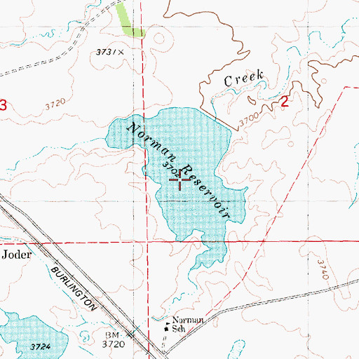 Topographic Map of Norman Reservoir, NE