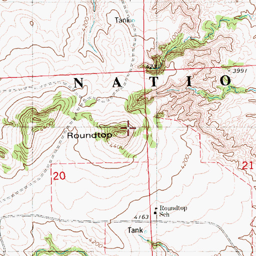 Topographic Map of Roundtop, NE