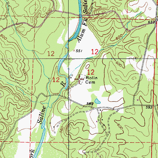 Topographic Map of Bolin Cemetery, AR