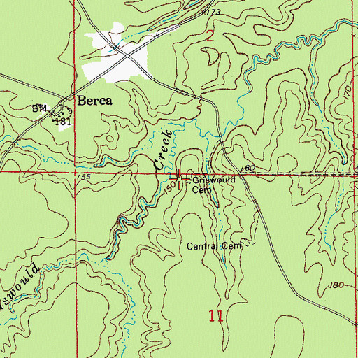 Topographic Map of Griswould Cemetery, AR