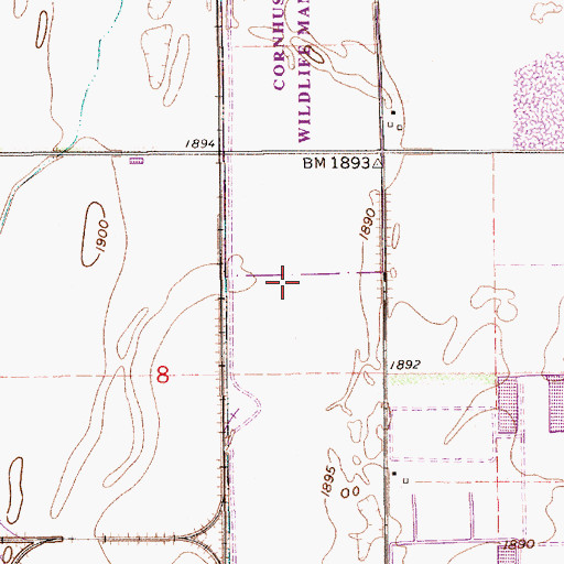 Topographic Map of Cornhusker State Wildlife Management Area-Parcel Two, NE
