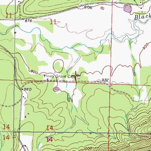 Topographic Map of Piney Grove Cemetery, AR