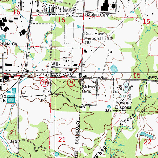 Topographic Map of Shinn Cemetery, AR