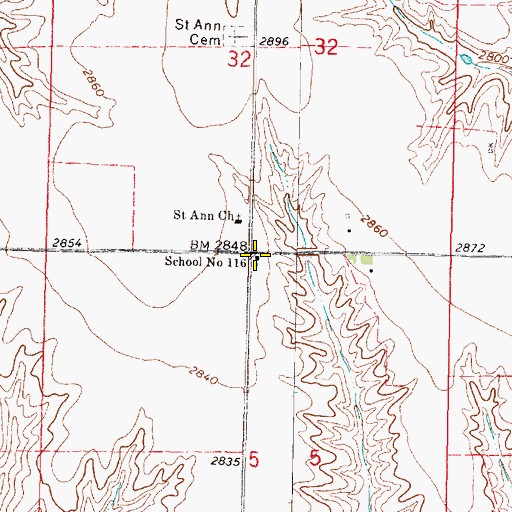 Topographic Map of School Number 116, NE