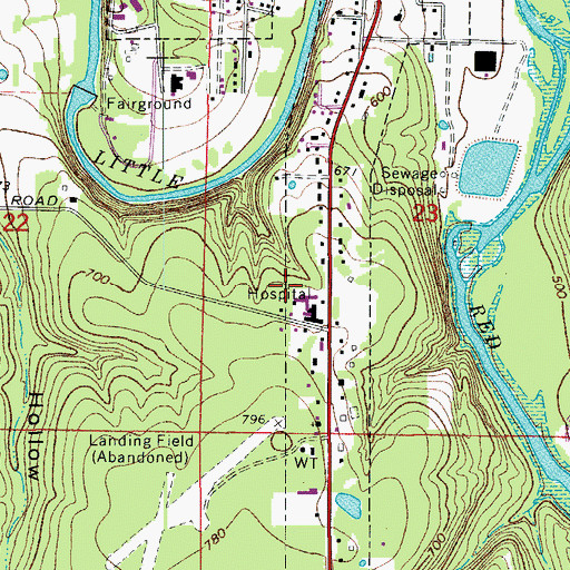 Topographic Map of Van Buren County Memorial Hospital Heliport, AR