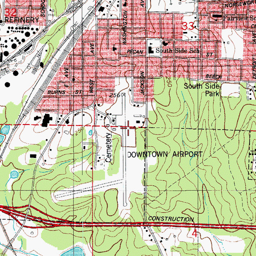 Topographic Map of El Dorado Downtown-Stevens Field, AR