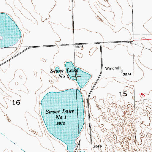 Topographic Map of Sewer Lake Number 2, NE