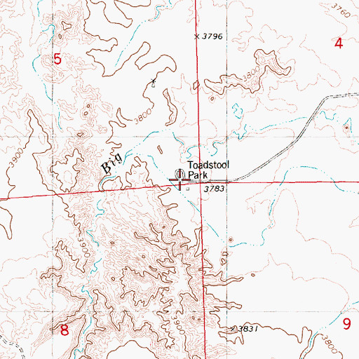 Topographic Map of Toadstool Park, NE