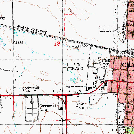 Topographic Map of KCSR-AM (Chadron), NE