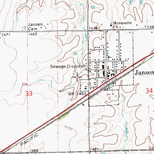 Topographic Map of KUTT-FM (Fairbury), NE