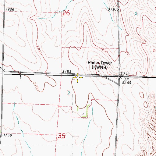 Topographic Map of KWNB-TV (Hayes Center), NE