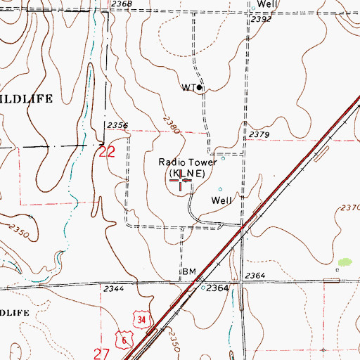 Topographic Map of KLNE-TV (Lexington), NE