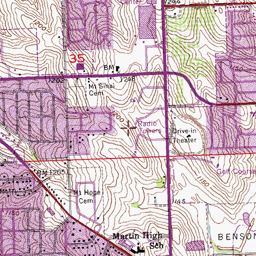 Topographic Map of KETV-TV (Omaha), NE