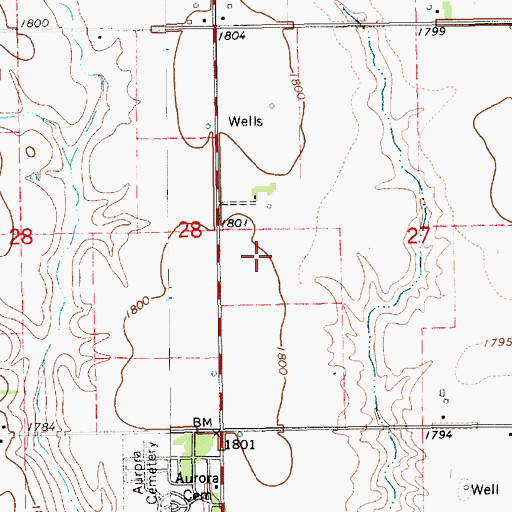 Topographic Map of Aurora Municipal Airport - Al Potter Field, NE