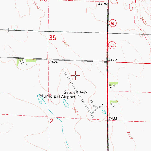 Topographic Map of Grant Municipal Airport, NE