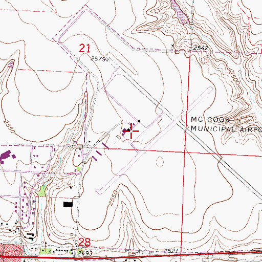Topographic Map of Mc Cook Ben Nelson Regional Airport, NE