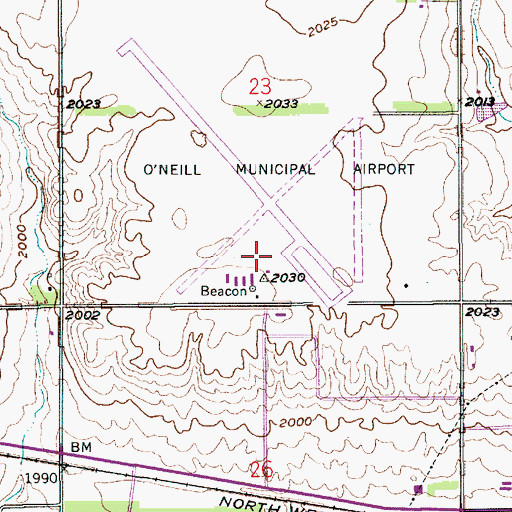 Topographic Map of The O'Neill Municipal Airport-John L Baker Field, NE