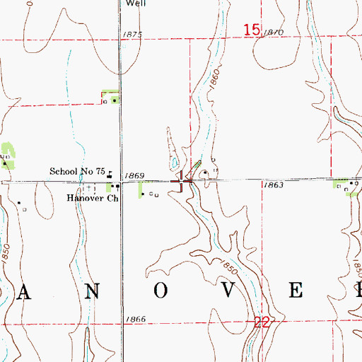 Topographic Map of Township of Hanover, NE