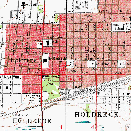 Topographic Map of City of Holdrege, NE