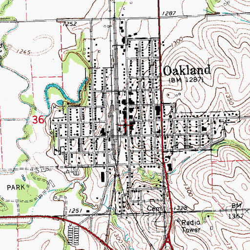 Topographic Map of City of Oakland, NE