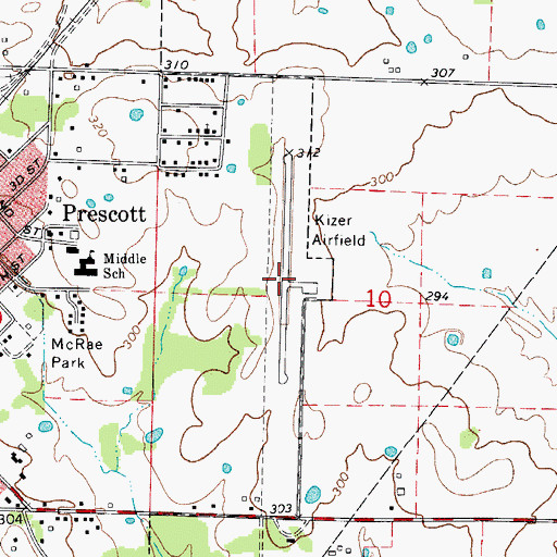 Topographic Map of Kizer Field, AR