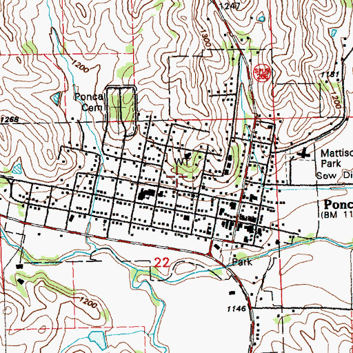 Topographic Map of City of Ponca, NE
