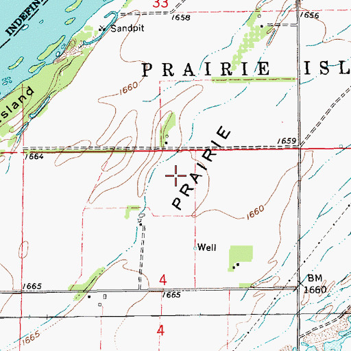 Topographic Map of Township of Prairie Island, NE