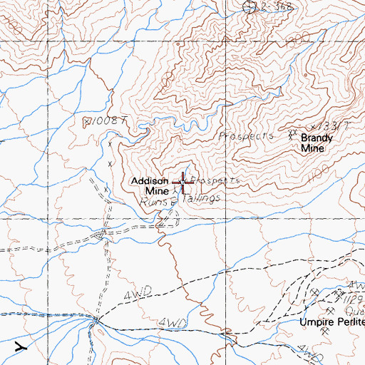 Topographic Map of Addison Mine, NV