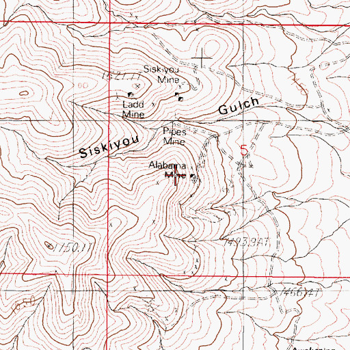 Topographic Map of Alabama Mine, NV