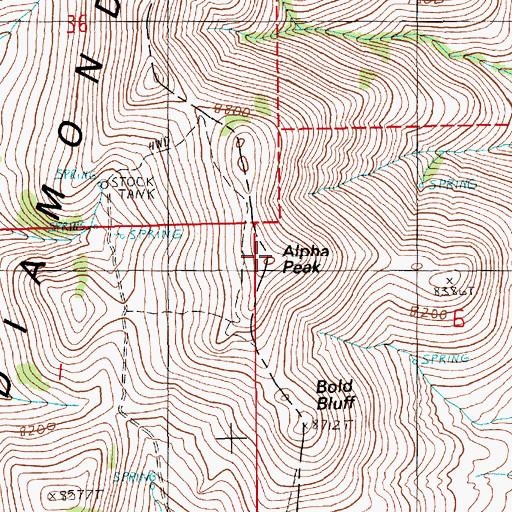 Topographic Map of Alpha Peak, NV