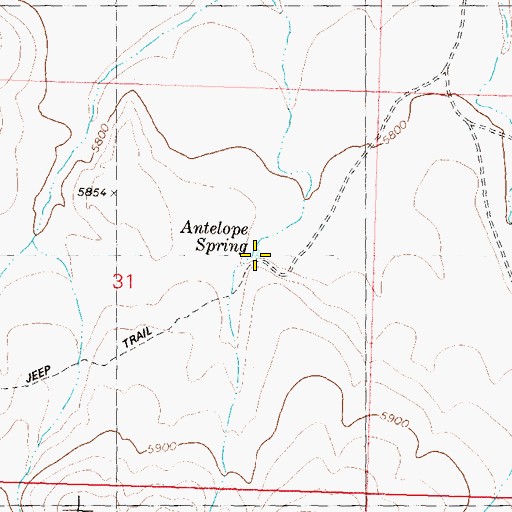 Topographic Map of Antelope Spring, NV