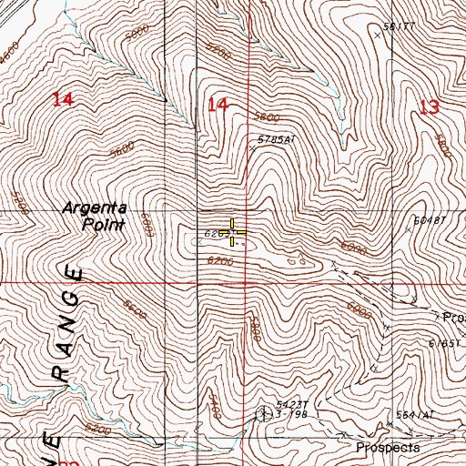 Topographic Map of Argenta Point, NV