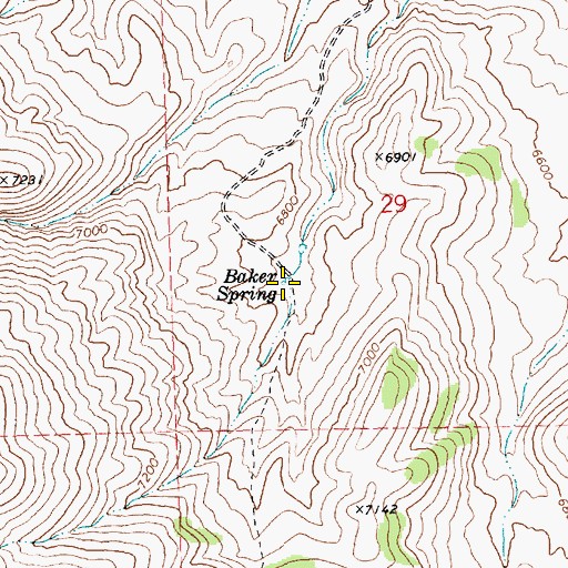Topographic Map of Baker Spring, NV
