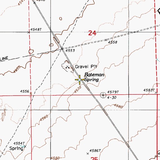 Topographic Map of Bateman Spring, NV