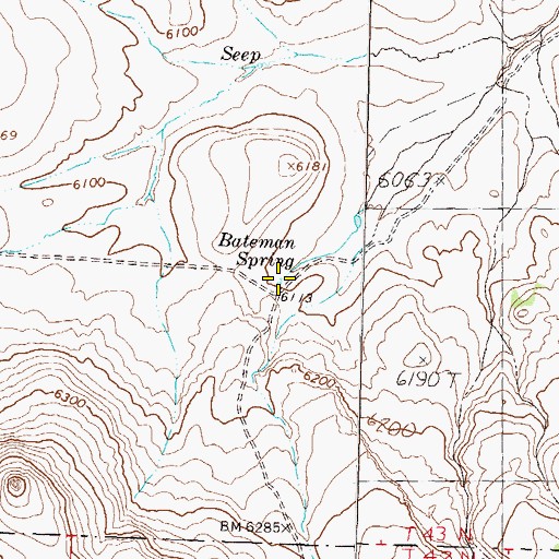 Topographic Map of Bateman Spring, NV