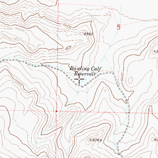 Topographic Map of Bawling Calf Reservoir, NV