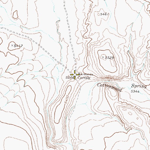 Topographic Map of Bernards Corrals, NV