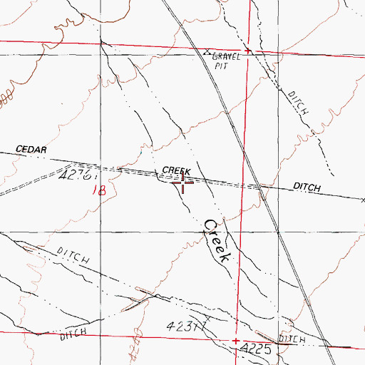 Topographic Map of Big Cedar Creek Ditch, NV