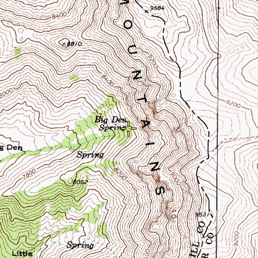 Topographic Map of Big Den Spring, NV