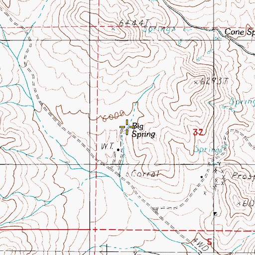 Topographic Map of Big Spring, NV